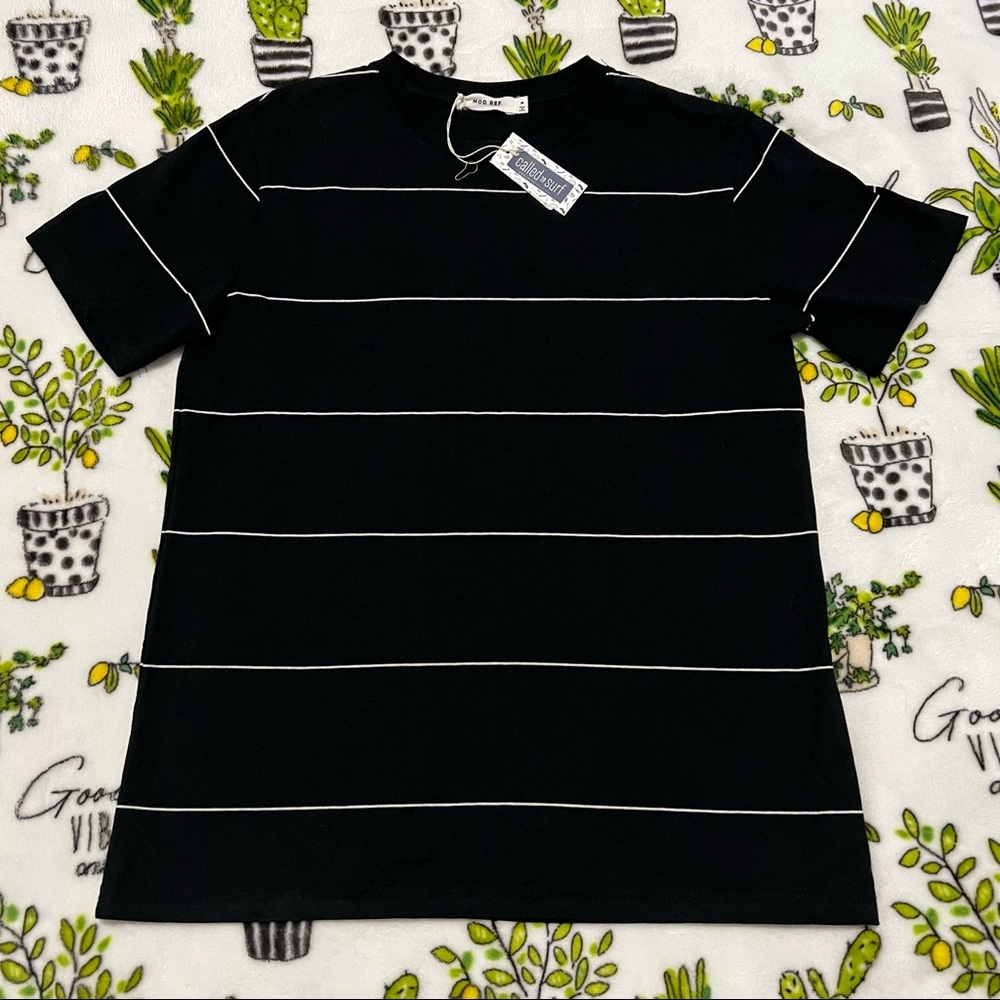 Mod Ref Black and White Striped Short Sleeve Tee